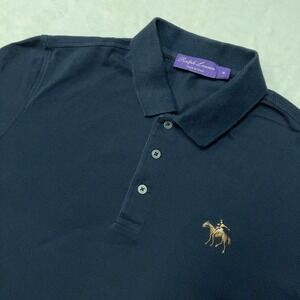 Ralph Lauren Purple Label Embroidered Flesh Pony Polo Shirt Navy Italy Mens M